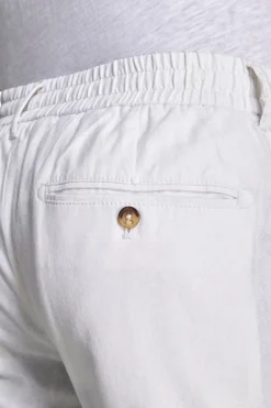 White linen blend drawstring pants