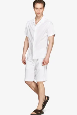 White linen blend Hawaiian shirt