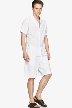 White linen blend Hawaiian shirt