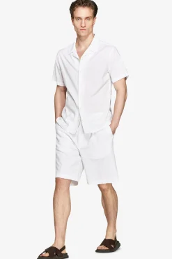 White linen blend Hawaiian shirt