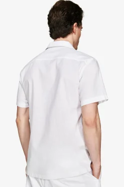 White linen blend Hawaiian shirt
