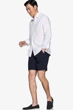 White linen blend relaxed shirt