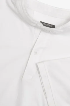 White piquet band collar polo shirt