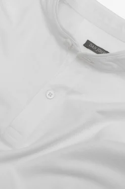 White piquet band collar polo shirt