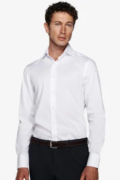 White piquet slim shirt