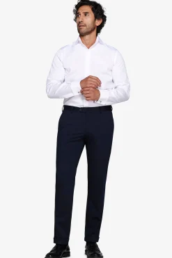 White slim piquet cufflink shirt