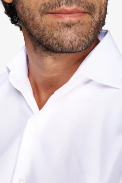 White slim piquet cufflink shirt