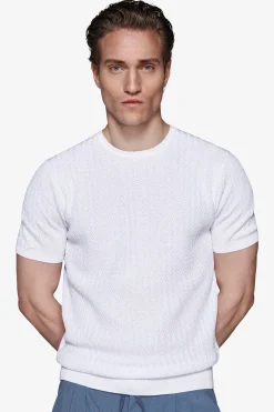 White textured crewneck sweater