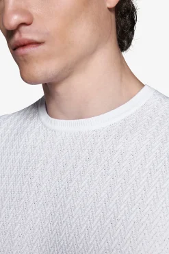 White textured crewneck sweater