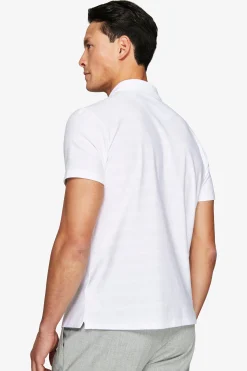 White textured jersey polo shirt