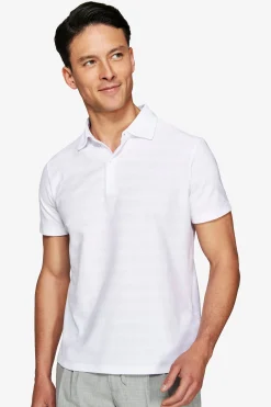 White textured jersey polo shirt