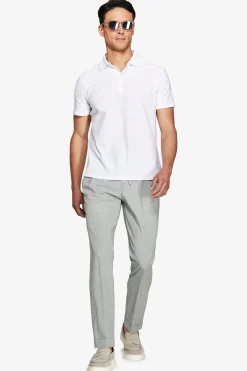 White textured jersey polo shirt
