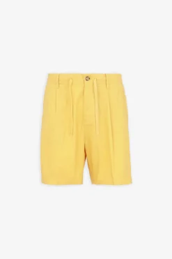 Yellow Bermuda shorts with pleats