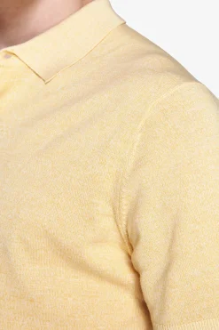 Yellow cotton basic knit polo shirt