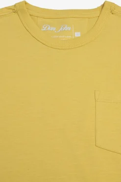 Yellow crew-neck T-shirt with chest pocket