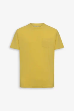 Yellow crew-neck T-shirt with chest pocket