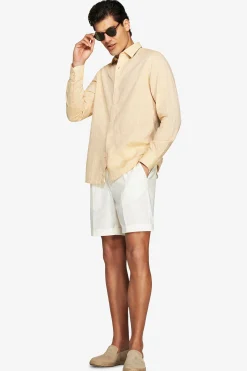 Yellow linen blend relaxed shirt