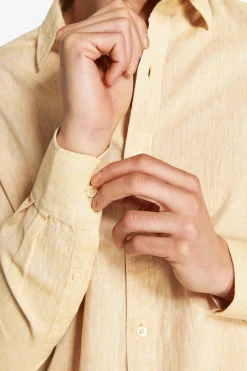 Yellow linen blend relaxed shirt