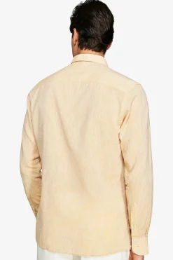 Yellow linen blend relaxed shirt