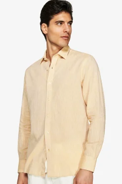 Yellow linen blend relaxed shirt